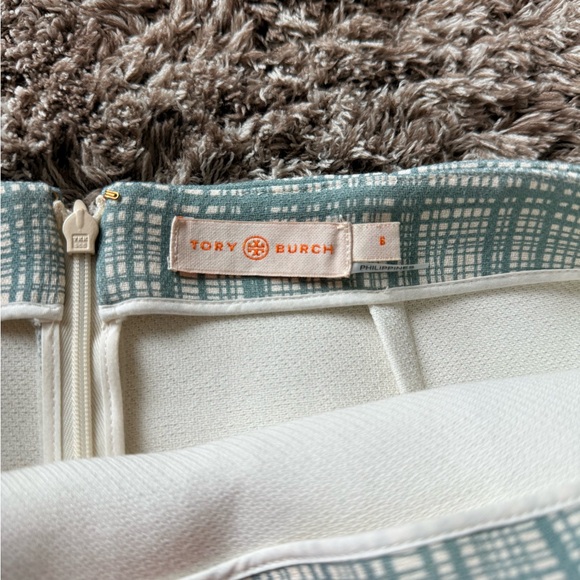 Tory Burch “79720” Jacquard Pencil Skirt → Teal/Ivory Grid Size 6 - Picture 8 of 14